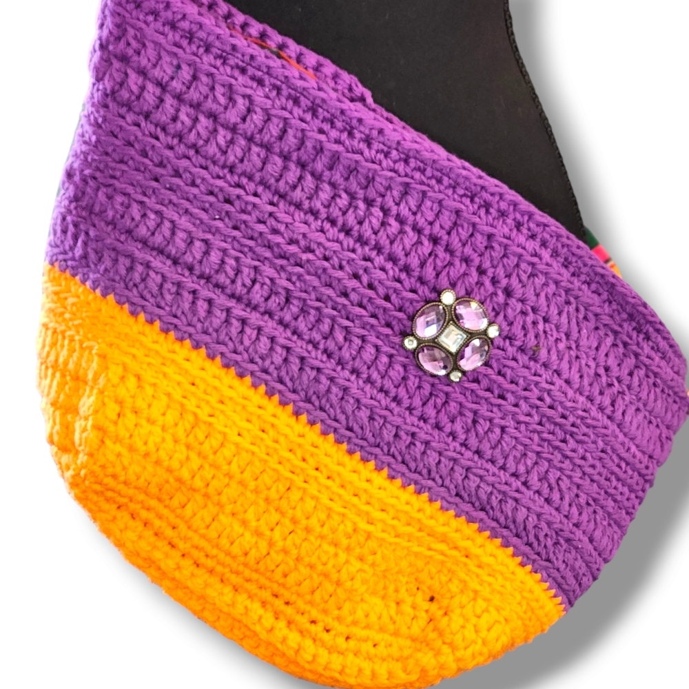 Handmade chrochet crossbody purse.